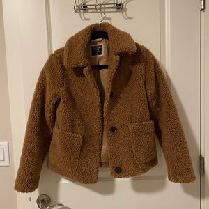 Abercrombie and Fitch Brown Button Sherpa Jacket